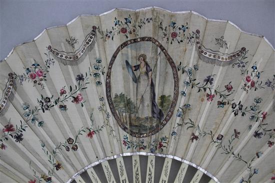 An early 19th century French bone fan,